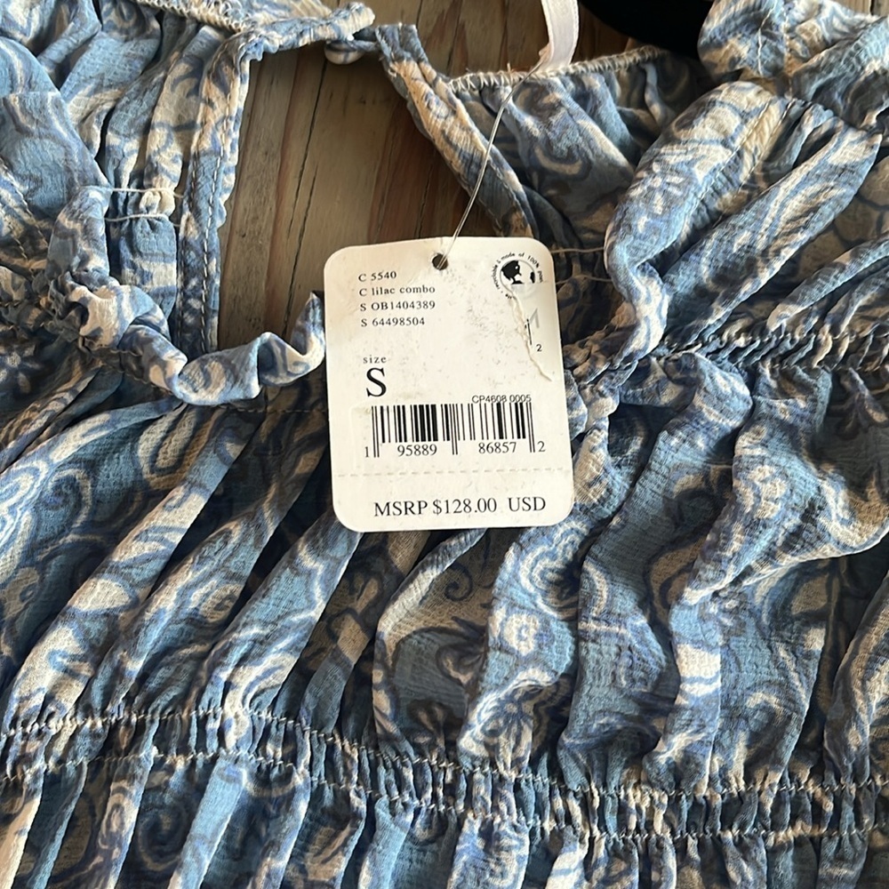 Free People Merrie Mix Lilac Print Tunic Top Small NWT - Picture 11 of 12